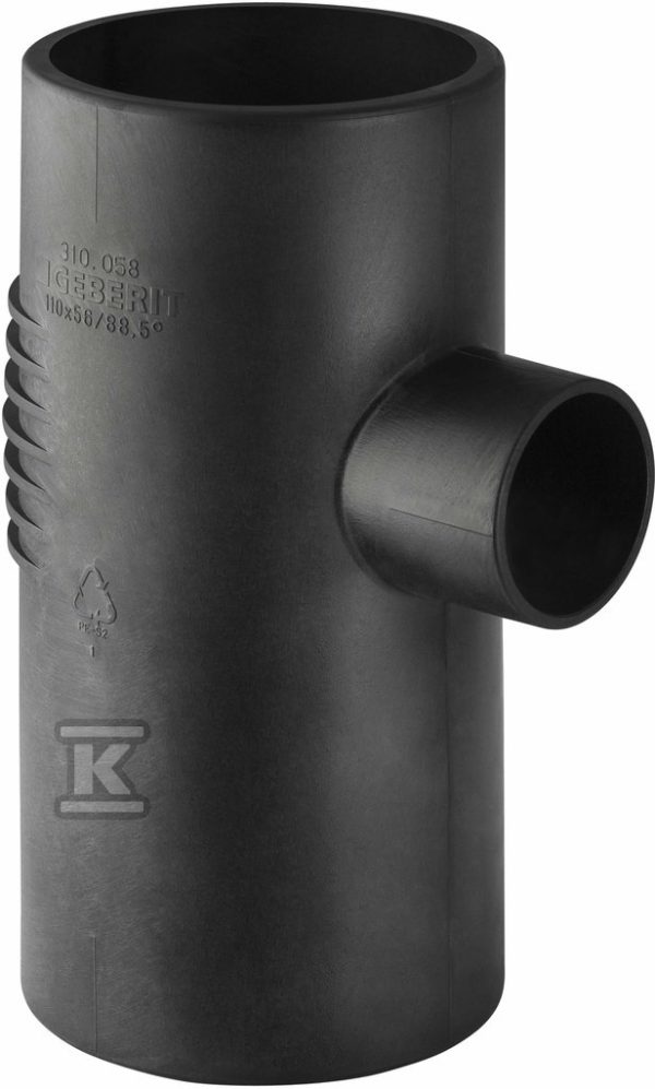 Trójnik PE Silent-db20 HT 135×110/88.5 sanitarny, do kanalizacji wewnętrznej niskoszumowej, kolor czarny 312.108.14.1