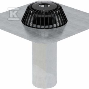 Wpust dachowy grawitacyjny DN100 z kołnierzem przyłączeniowym, do bitumicznych uszczelnień dachu, przepustowość 6l/s, odpływ pionowy 110mm, stalowy króciec przyłączeniowy, kratka osłonowa z PP 359.037.00.1 Wpust dachowy grawitacyjny DN100 z kołnierzem przyłączeniowym, do bitumicznych uszczelnień dachu, przepustowość 6l/s, odpływ pionowy 110mm, stalowy króciec przyłączeniowy, kratka osłonowa z PP 359.037.00.1