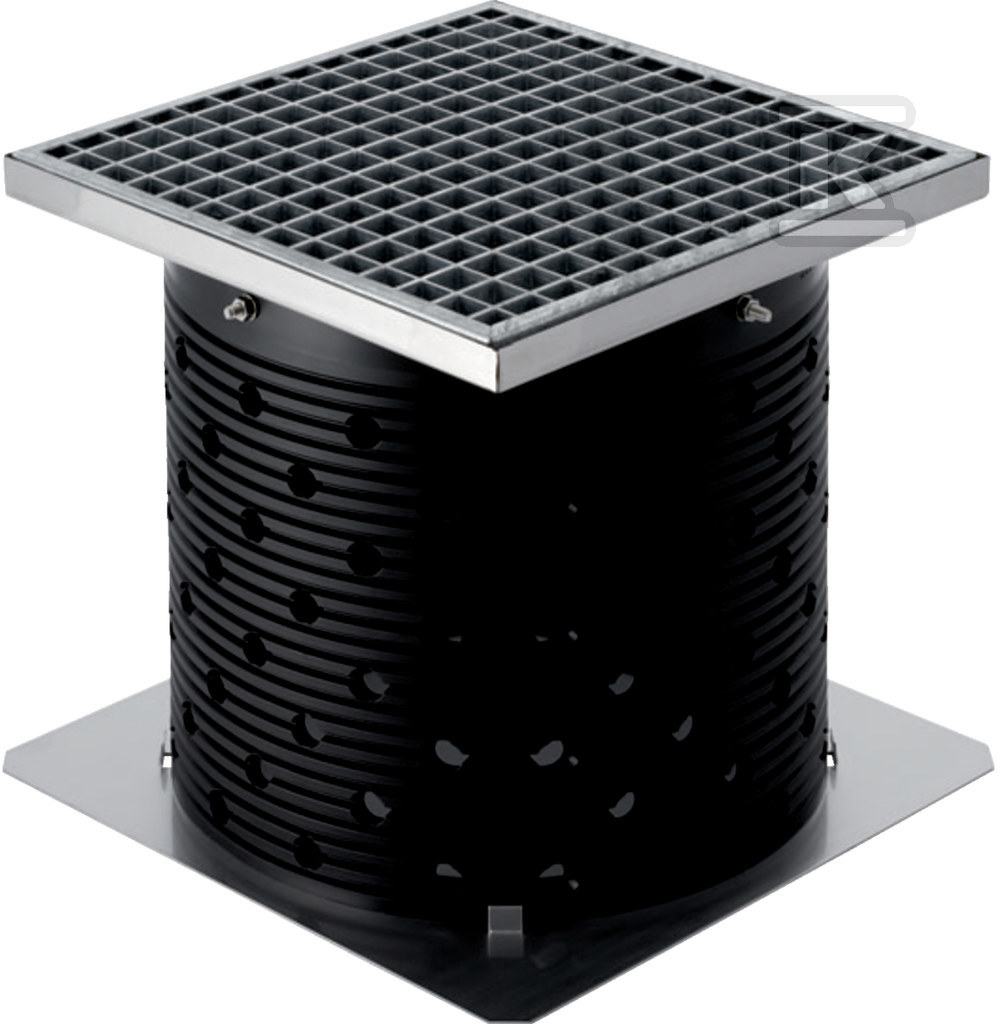 Studzienka rurowa wpustu tarasowego DN56mm o przepustowości 12l/s i 25l/s, do dachów zielonych, do ruchu kołowego z obciążeniem do 1.5t (Pluvia) 359.635.00.1 - obrazek 1