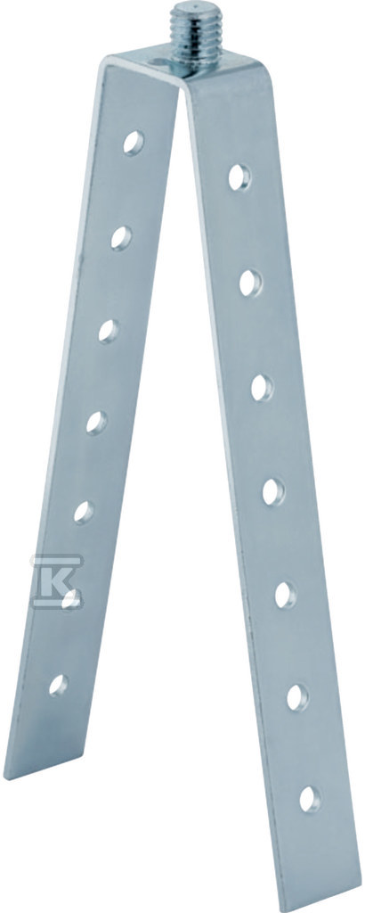Wspornik szalunkowy z gwintem zewnętrznym M10, V-kształtny H=16cm, z otworami, stalowy ocynkowany (kanalizacja HDPE) 362.835.00.1 - obrazek 1