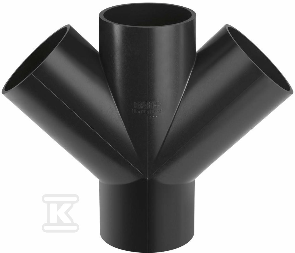 Czwórnik PEHD 110x110x110/45, jednopłaszczyznowy, kolor czarny (kanalizacja HDPE) 367.235.16.1 - obrazek 1