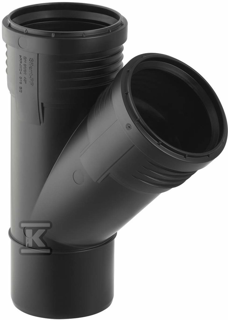 Trójnik Silent-PP HT 32x32/45 sanitarny, do kanalizacji wewnętrznej niskoszumowej, kolor czarny 390.030.14.1 - obrazek 1