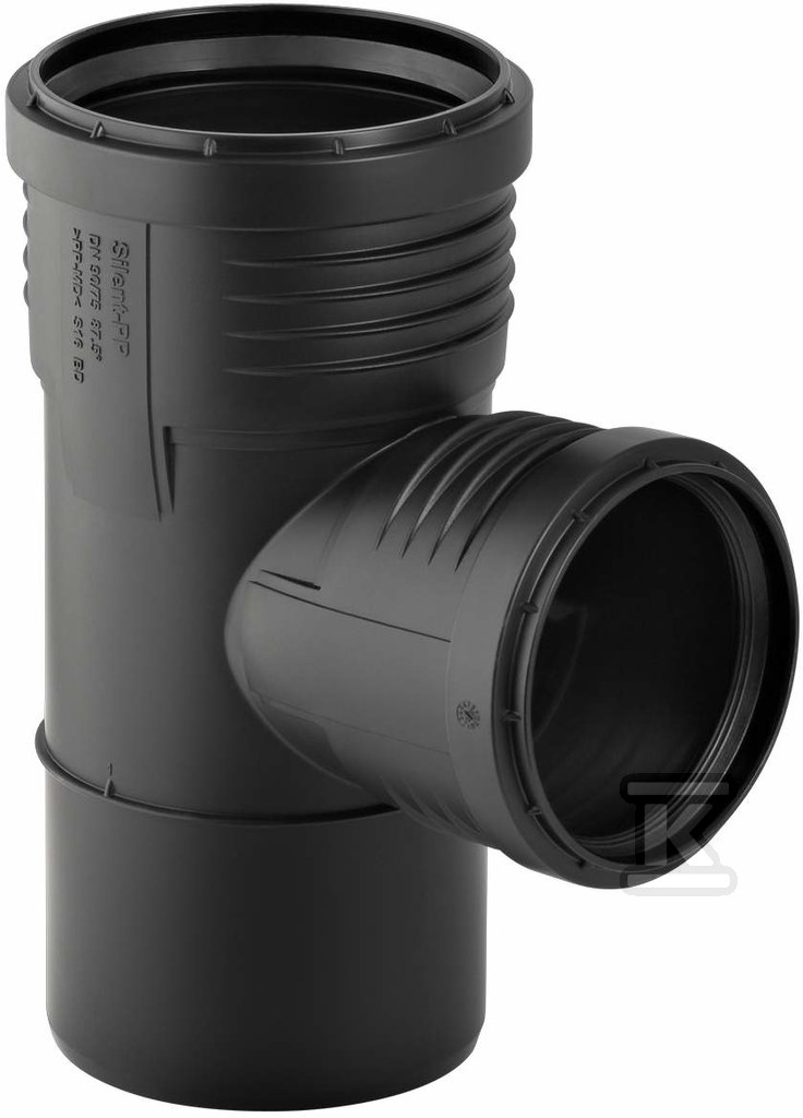 Trójnik Silent-PP HT 40x40/87.5 sanitarny, do kanalizacji wewnętrznej niskoszumowej, kolor czarny 390.147.14.1 - obrazek 1