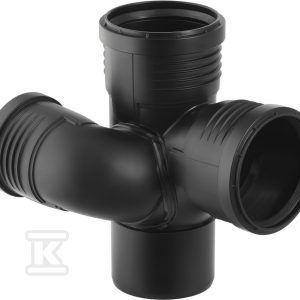 Czwórnik odsadzkowy Silent-PP HT 90x90x75/87.5 prawy, dwupłaszczyznowy, sanitarny, do kanalizacji wewnętrznej niskoszumowej, kolor czarny 390.463.14.1 Czwórnik odsadzkowy Silent-PP HT 90x90x75/87.5 prawy, dwupłaszczyznowy, sanitarny, do kanalizacji wewnętrznej niskoszumowej, kolor czarny 390.463.14.1