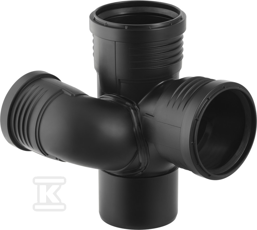 Czwórnik odsadzkowy Silent-PP HT 90x90x75/87.5 prawy, dwupłaszczyznowy, sanitarny, do kanalizacji wewnętrznej niskoszumowej, kolor czarny 390.463.14.1 - obrazek 1