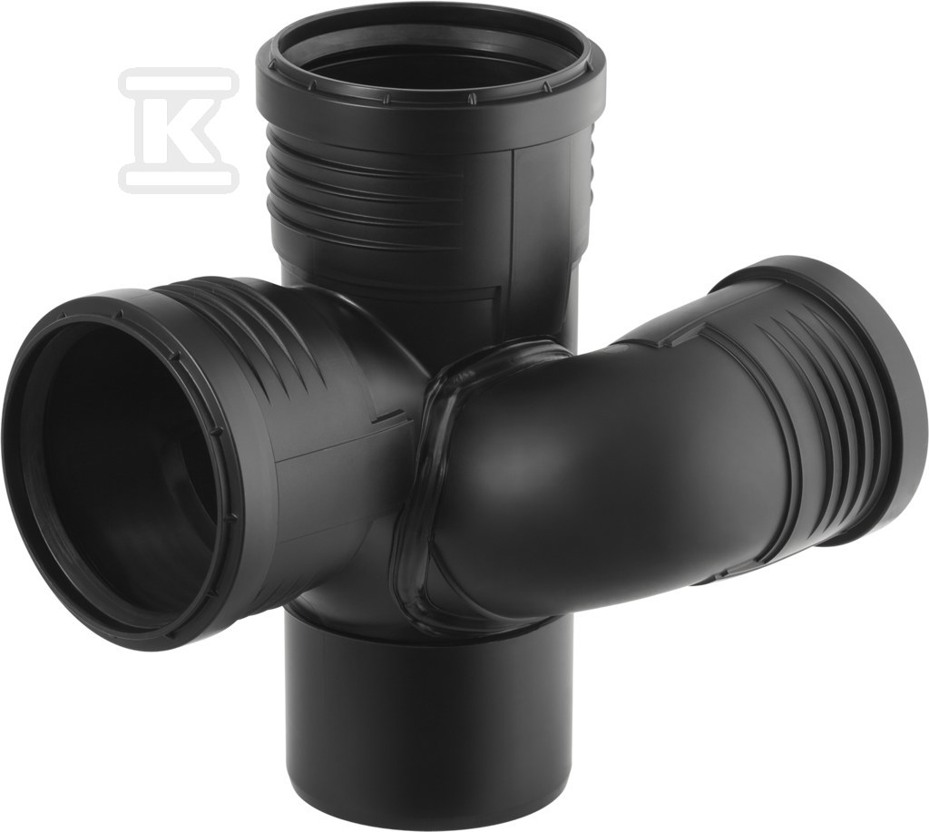 Czwórnik odsadzkowy Silent-PP HT 90x90x75/87.5 lewy, dwupłaszczyznowy, sanitarny, do kanalizacji wewnętrznej niskoszumowej, kolor czarny 390.464.14.1 - obrazek 1