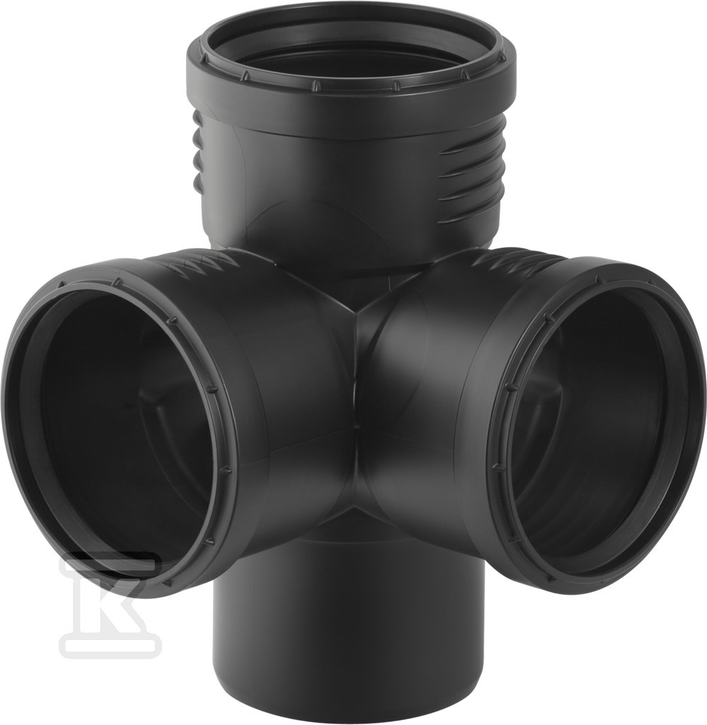 Czwórnik narożny Silent-PP HT 110x110x110/87.5 dwupłaszczyznowy, sanitarny, do kanalizacji wewnętrznej niskoszumowej, kolor czarny 390.559.14.1 - obrazek 1
