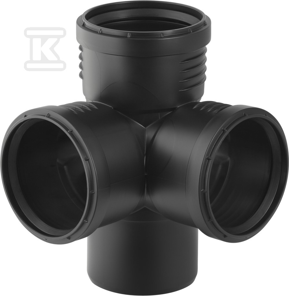 Czwórnik narożny Silent-PP HT 125x110x110/87.5 dwupłaszczyznowy, sanitarny, do kanalizacji wewnętrznej niskoszumowej, kolor czarny 390.662.14.1 - obrazek 1