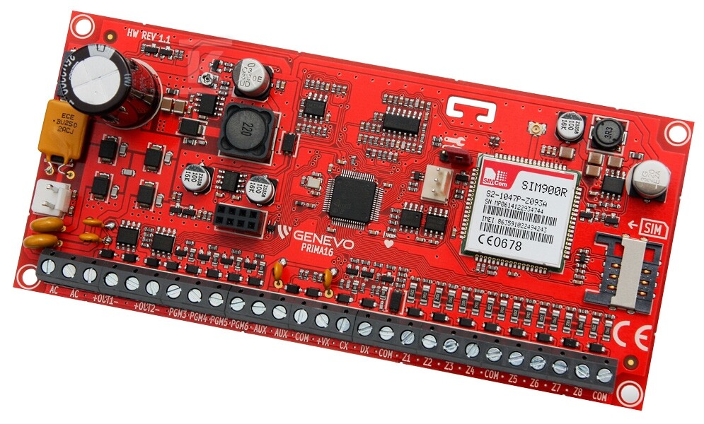 Centrala alarmowa "GENEVO" PRIMA 16Q z komunikatorem GSM/GPRS 8 wejść (maks. 16) C63C203 - obrazek 1