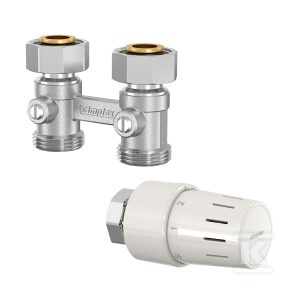 Zestaw termostatyczny z głowicą TC-S3 M30x1,5 i dwururowym blokiem kurków prostym MD2/50 3/4″-3/4″E? F31011 Zestaw termostatyczny z głowicą TC-S3 M30x1,5 i dwururowym blokiem kurków prostym MD2/50 3/4″-3/4″E? F31011