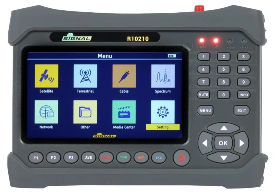 Miernik sygnału DVB‑T/T2(HEVC 10 bit)/C oraz DVB‑S2X/S2/S ST‑6986 z wbudowanym tunerem, analizatorem widma, testerem optycznym