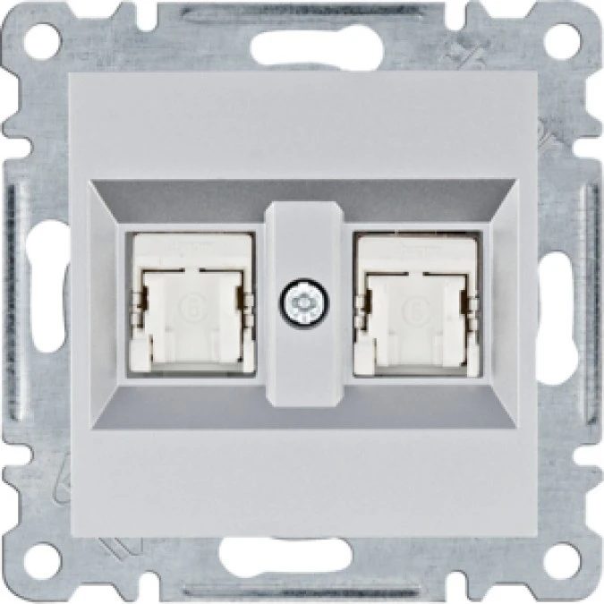 Lumina Gniazdo komputerowe podwójne RJ45 kat.6 FTP srebrne WL2182