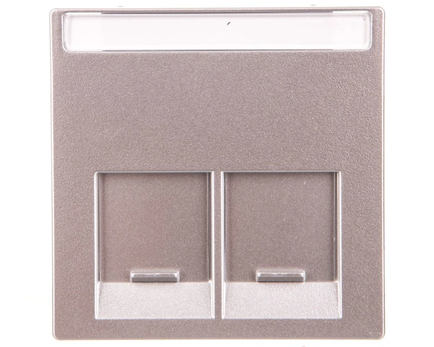 Merten System M Płytka centralna podwójna gniazda komputerowego RJ45 aluminium MTN466560 - obrazek 1