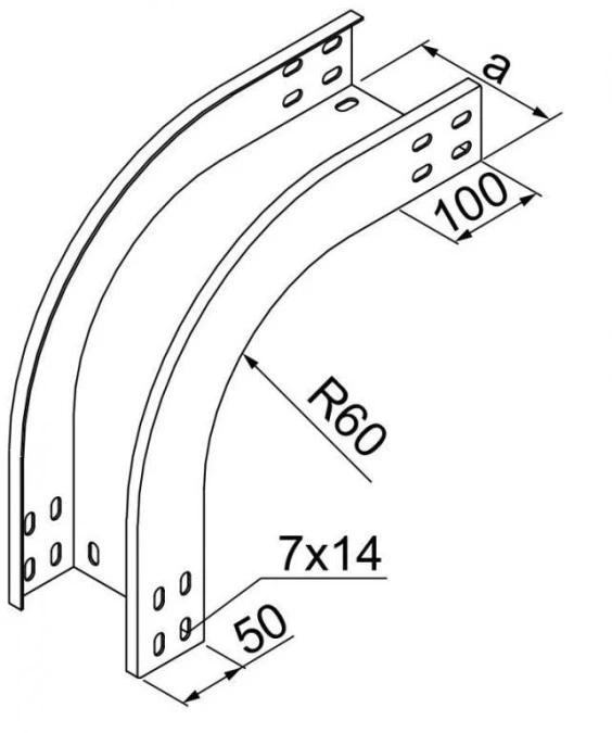 Łuk korytka 90 stopni LZZP100H50 351410 - obrazek 2