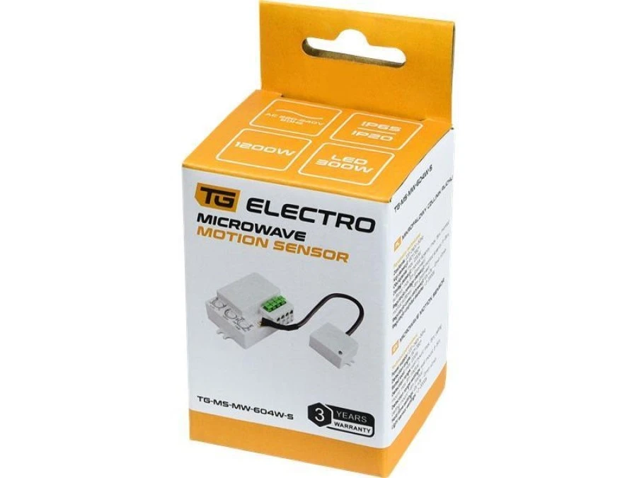 Mikrofalowy czujnik ruchu MINI z wyprowadzoną sondą, 360/180, 1200W, natynkowy - obrazek 2