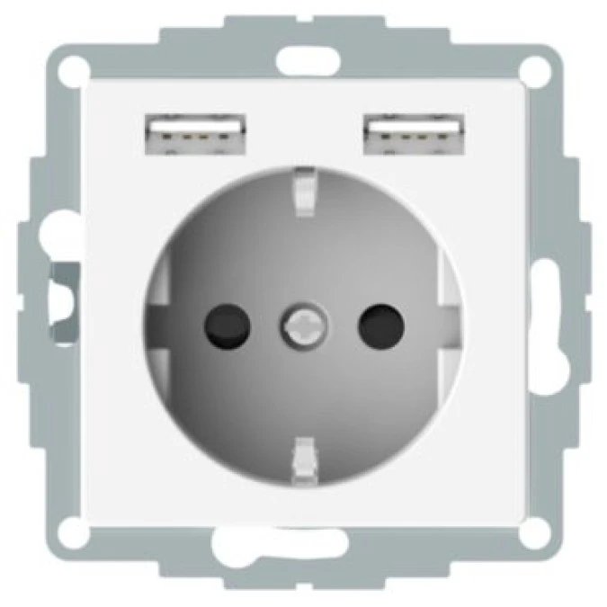 Merten Gniazdo SCHUKO z ładowarką USB 2.1A, B.POLAR MTN2366‑0319 - obrazek 1