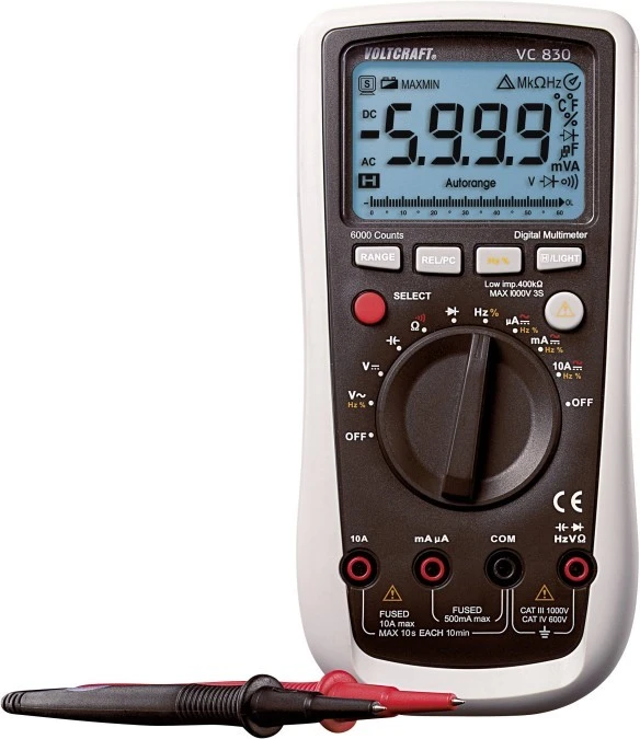 Multimetr cyfrowy VOLTCRAFT VC830, CAT III 1000 V, CAT IV 600 V 124601 - obrazek 1