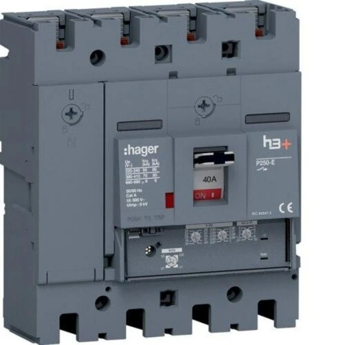 MCCB Wyłącznik mocy h3+ P250 4P 40A 70kA LSnI HET041GR - obrazek 1