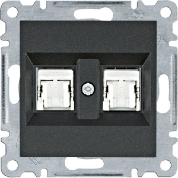 Lumina Gniazdo komputerowe podwójne RJ45 kat.5e FTP czarne WL2143