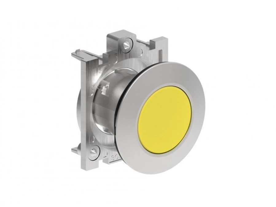 Metalowy przycisk płaski fi30mm kryty samoczynny powrót Żółty LPFB105 - obrazek 1