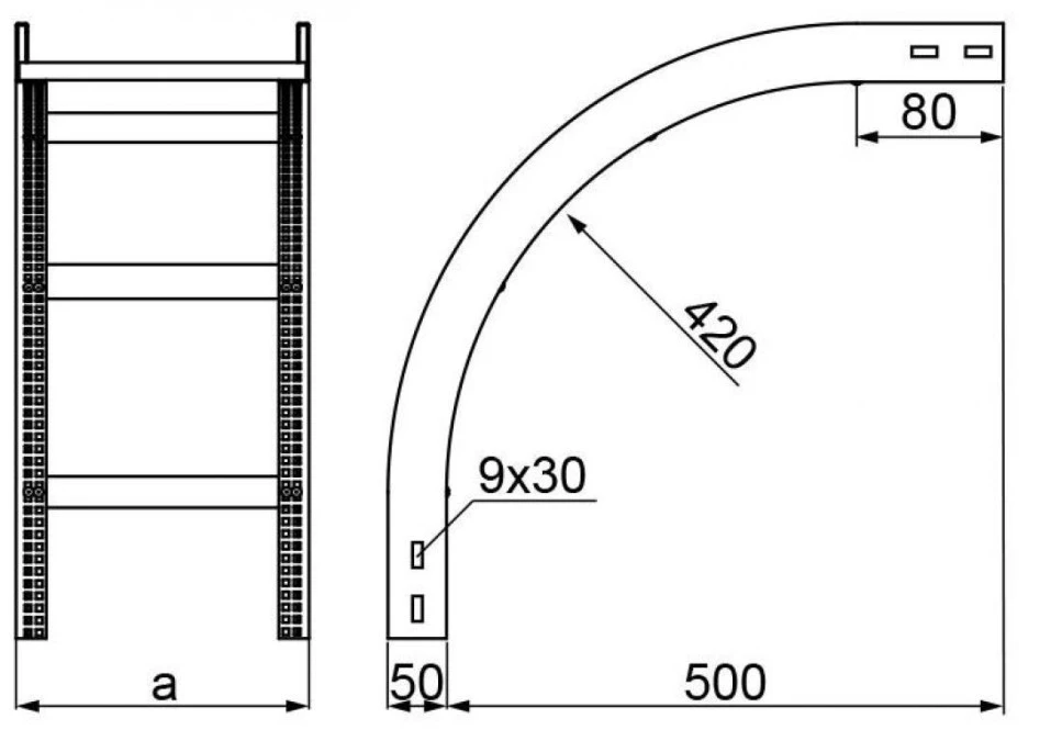 Łuk drabinki 90 stopni 400mm 50mm LPDZC400H50 N 459140 - obrazek 2