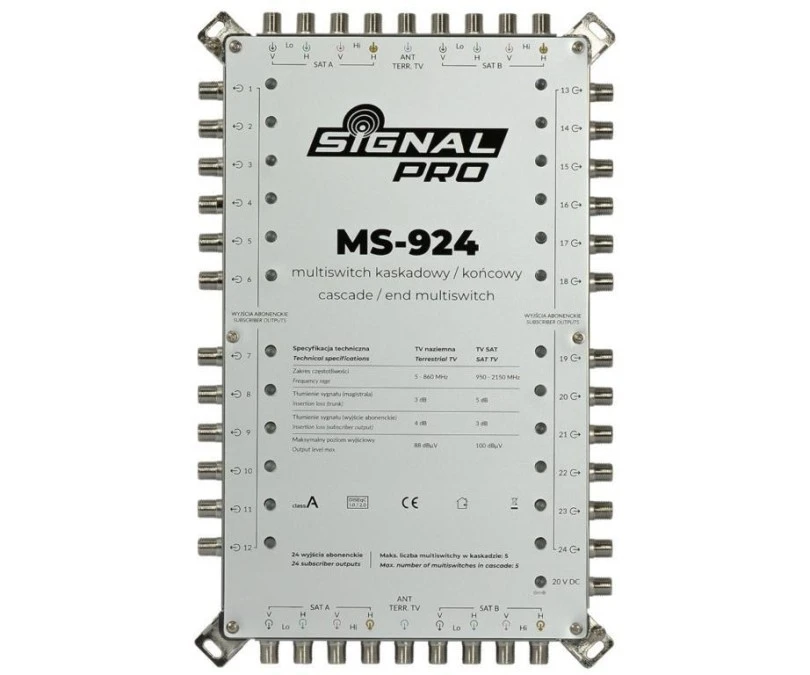 MULTISWITCH PRZELOTOWY MS‑924 9 WEJŚĆ / 24 WYJŚCIA SIGNAL PRO - obrazek 2