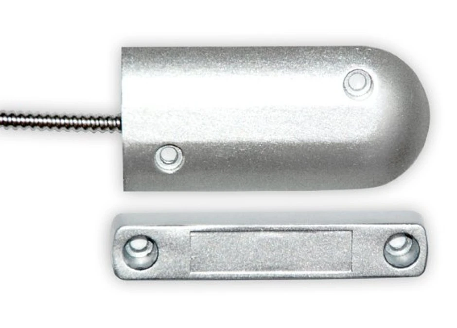 Metalowy garażowy, 60mm, nc, szary, przewód w osłonie metalowej MV‑M427