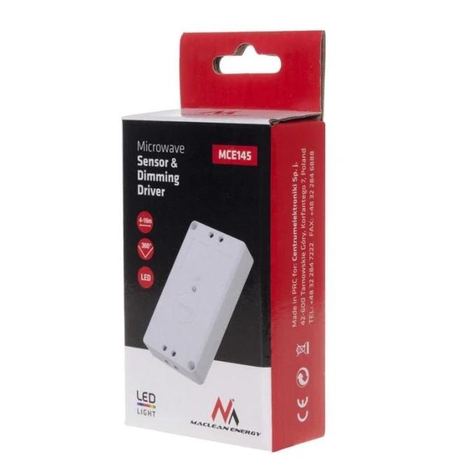 Mikrofalowy czujnik ruchu i zasilacz led ( ze ściemniaczem ) Maclean Energy MCE145 W zasięg 2m‑8m MCE145 - obrazek 2