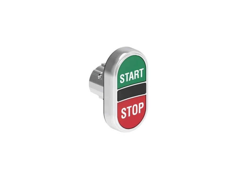 Metalowy przycisk fi22mm 2 klawiszowy samoczynny powrót oba kryte Zielony‑Czerwony START‑STOP LPSB7133 - obrazek 1