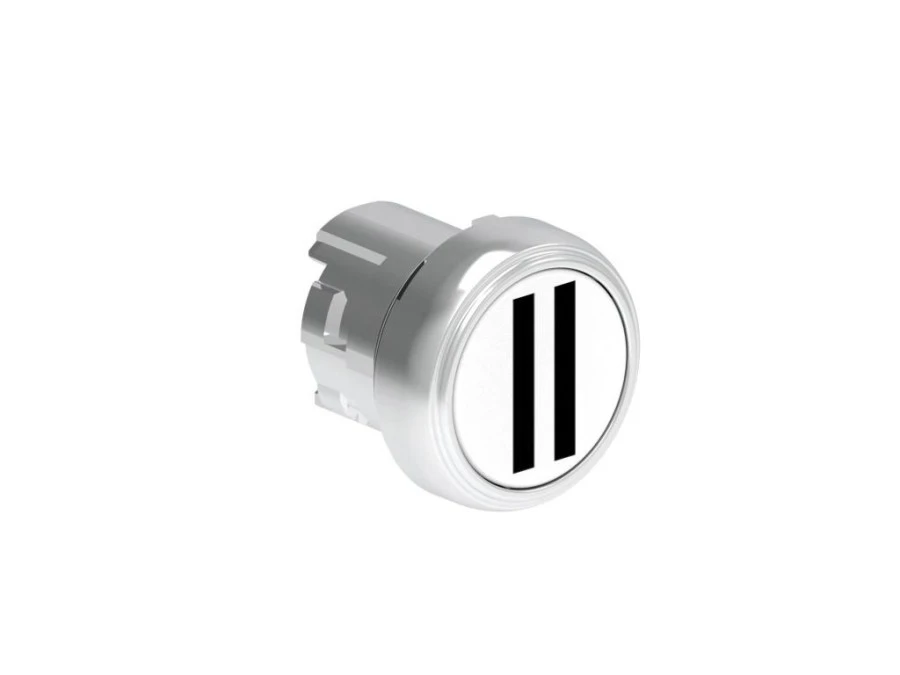 Metalowy przycisk fi22mm kryty samoczynny powrót z symbolem II Biały LPSB1128 - obrazek 1
