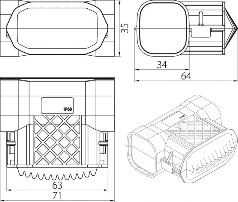Mufa żelowa GELEBOX CNP3106 71x64x35 mm pod szybkozłączki 5x2,5mm IP68 39.3106 - obrazek 2
