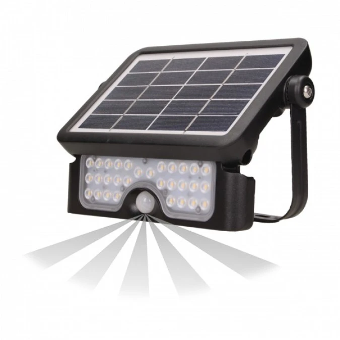 LUX LED 5W, naświetlacz solarny z czujnikiem ruchu 500lm, IP65, 4000K, 2x1500mAh, czarny,AD‑SL‑6108BLR4