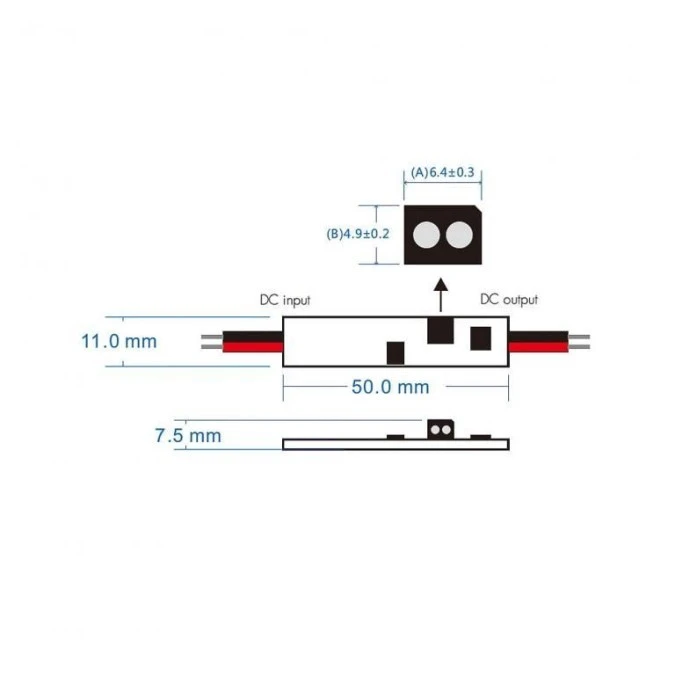 Mikro wyłącznik LED do profili aluminiowych Skydance ‑ 12‑24V DC 4A ‑ monostabilny ‑ E1‑D - obrazek 2