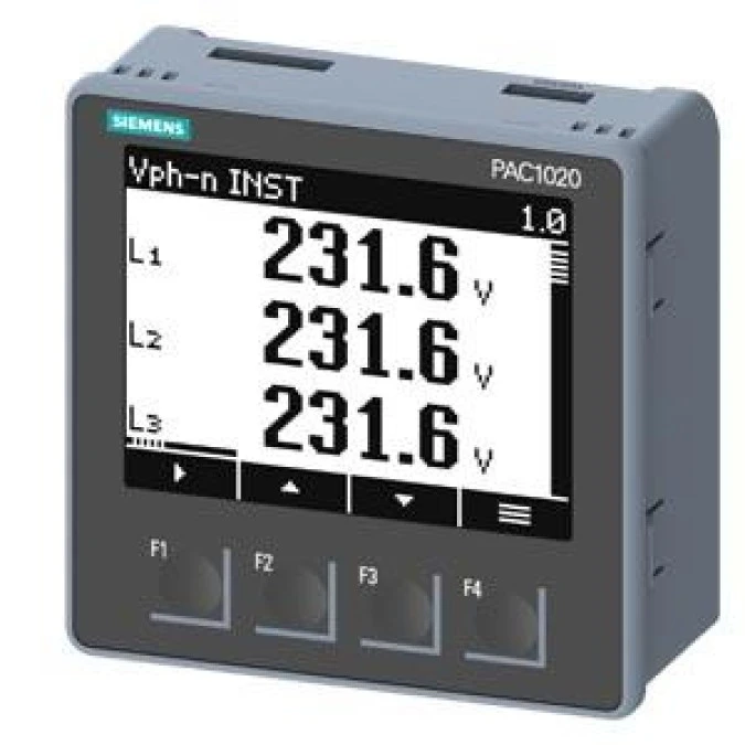 Miernik Parametrów Sieci z licznikiem energ. SENTRON PAC1020 96X96 LCD Uz100‑250vAC/DC Uwe. 400/230V Iwe X/1A/X/5A 7KM1020‑0BA01