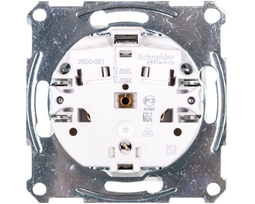 Merten System M Gniazdo pojedyncze Schuko 16A IP20 z klapką biel polarna MTN2311‑0319 - obrazek 2