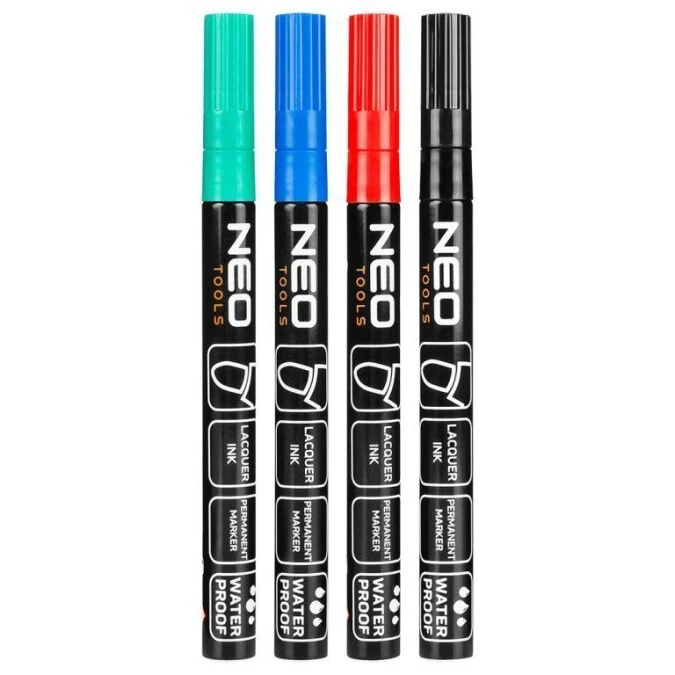 Marker budowlany, 4 kolory, permanentny, wodoodporny, lakierowy, aluminiowy, 4 szt. - obrazek 1