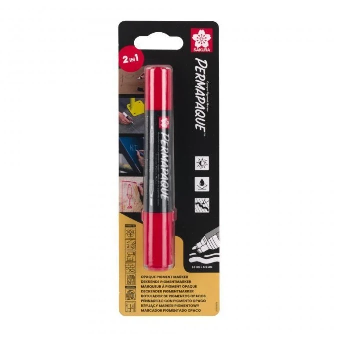 Marker Permapaque Dual Point czerwony, Sakura SKBLXZPKTN1B - obrazek 1