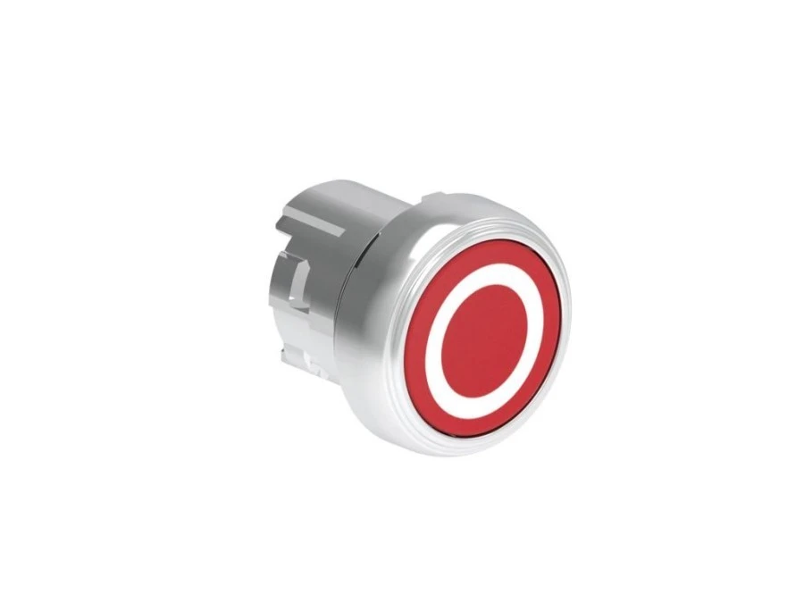 Metalowy przycisk fi22mm kryty samoczynny powrót z symbolem 0 Czerwony LPSB1104 - obrazek 1