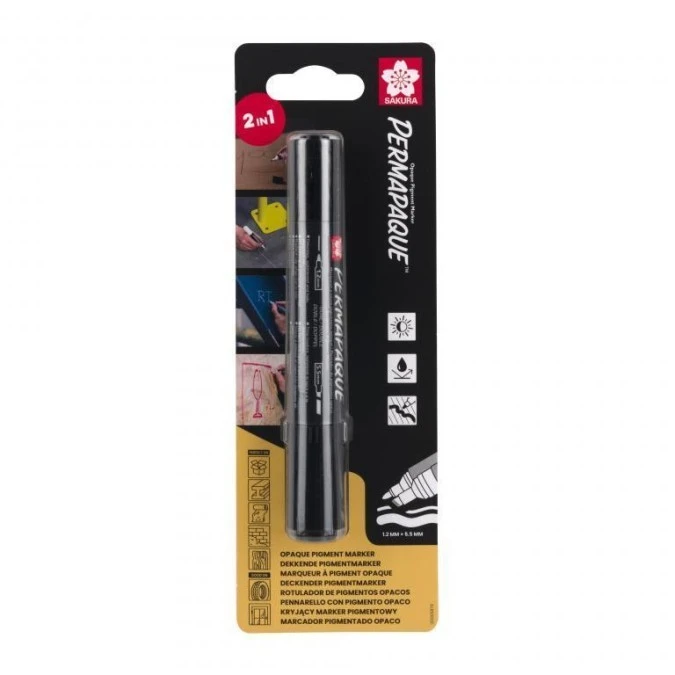 Marker Permapaque Dual Point czarny, Sakura SKBLXZPKTN1A - obrazek 1