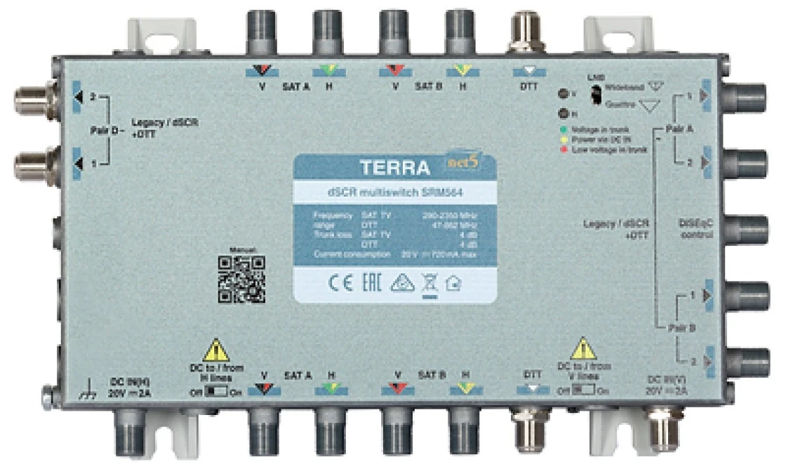 Multiswitch przelotowy SRM‑564 Terra z aktywnym torem FM/DAB/DVB‑T i wbudowanym AGC ‑ klasa A system Digital SCR/Unicable - obrazek 1