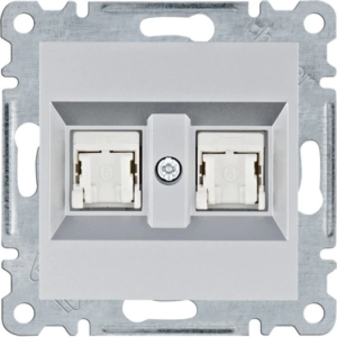 Lumina Gniazdo komputerowe podwójne RJ45 kat.6 UTP srebrne WL2162