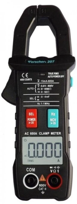 Multimetr cęgowy AC z autozakresem i pomiarem True RMS miernik uniwersalny z wyświetlaczem LCD FORSCHER FS207