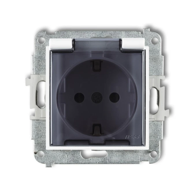Mechanizm gniazda bryzgoszczelnego z uziemieniem SCHUKO 2P+Z (klapka dymna, przesłony torów prądowych) MGPB‑1sdp - obrazek 1