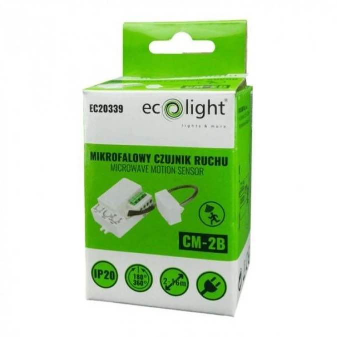 Mikrofalowy czujnik ruchu IP20 180/360 st 300W biały CM‑2B - obrazek 2