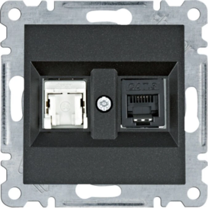 Lumina Gniazdo RJ11/12 + RJ45 czarne WL2213 - obrazek 1