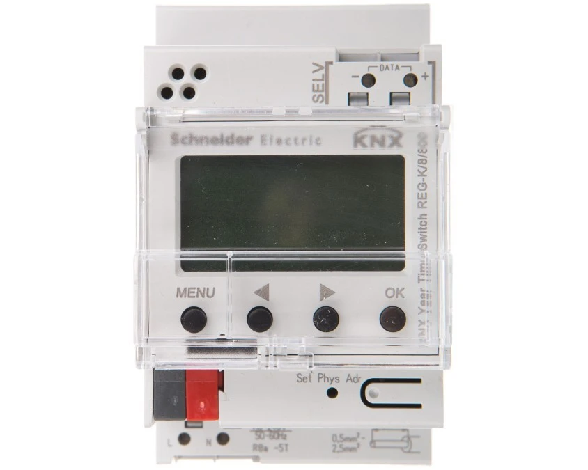 Merten KNX Zegar sterujący cyfrowy roczny ośmiokanałowy REG‑K/8/800 MTN6606‑0008 - obrazek 2