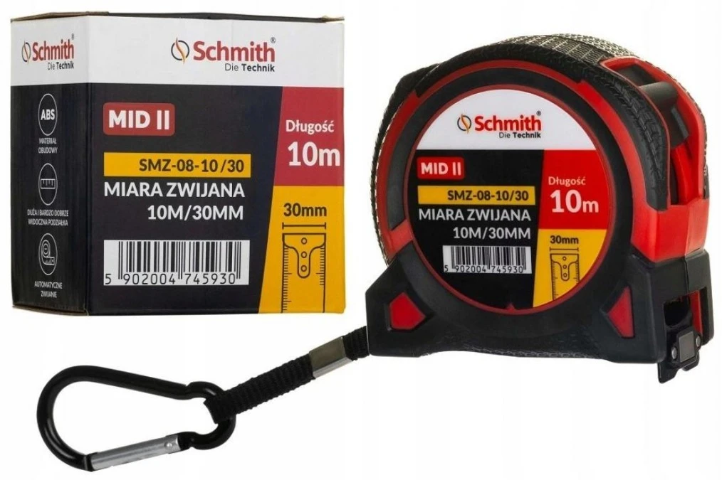 Miara metrówka zwijana premium 10m 30mm Schmith - obrazek 1
