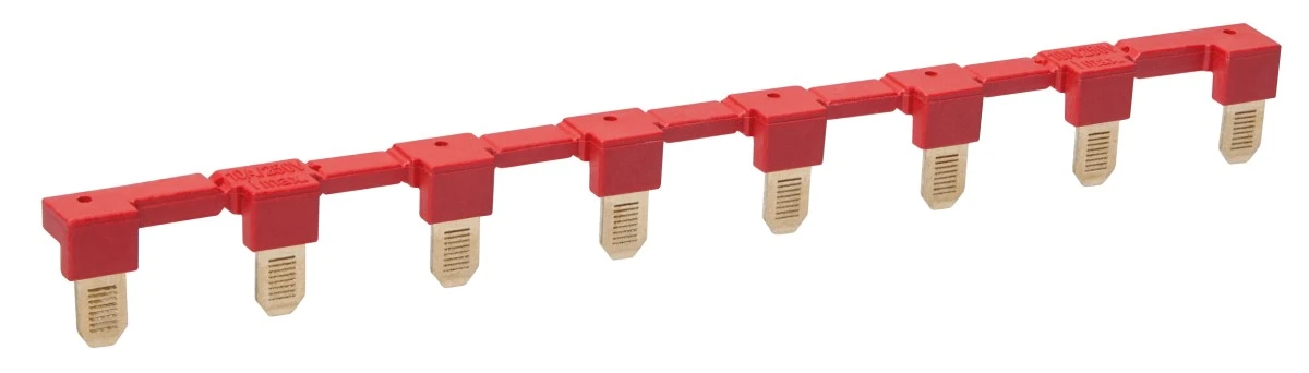 Mostek grzebieniowy 8‑polowy czerwony do gniazd GZP80 i przekaźników PUSH‑IN PI84, PI85, PI84P, PI85P ‑ ZGZP80‑8 RD 2616320 - obrazek 1
