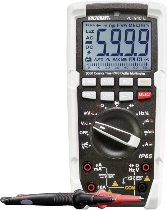Multimetr cyfrowy VOLTCRAFT VC‑440 E, IP65, CAT III 1000 V, CAT IV 600 V 1500206 - obrazek 1