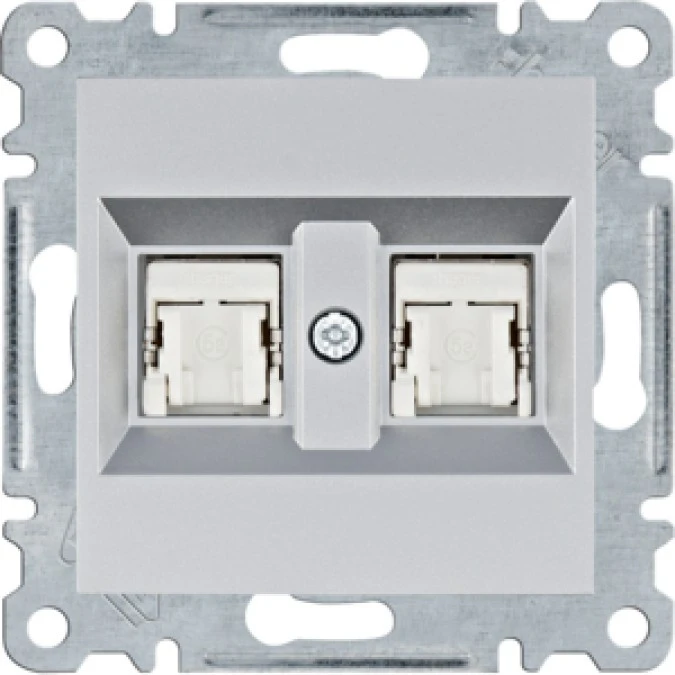 Lumina Gniazdo komputerowe podwójne RJ45 kat.5e FTP srebrne WL2142